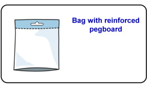 Bag with reinforced pegboard Bag with reinforced pegboard