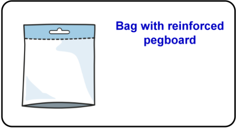 Bag with reinforced pegboard Bag with reinforced pegboard